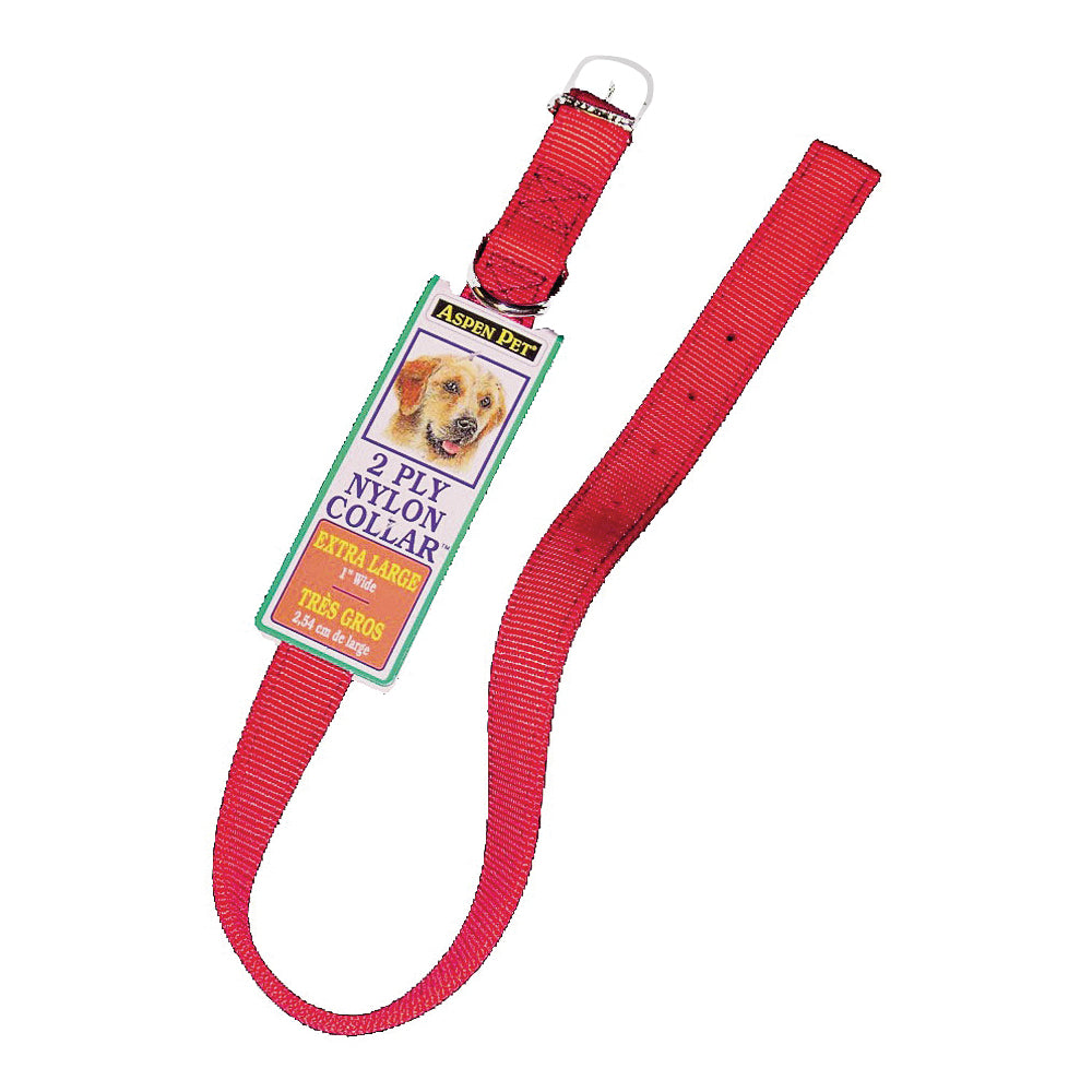 PETMATE 21366 Dog Collar, 24 in L Collar, 1 in W Collar, Nylon, Red