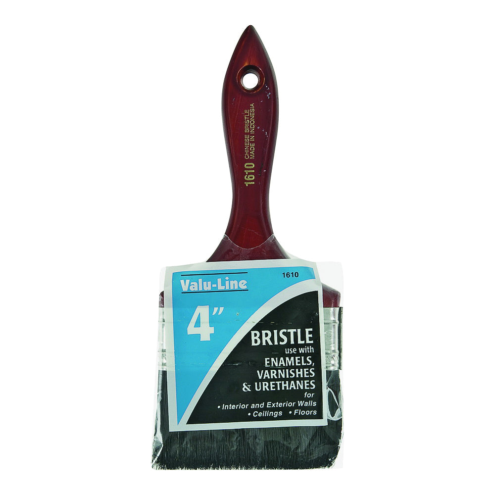 Linzer 1610-4 Varnish/Wall Brush, 4 in W, 2-1/2 in L Bristle, China Bristle, Varnish Handle