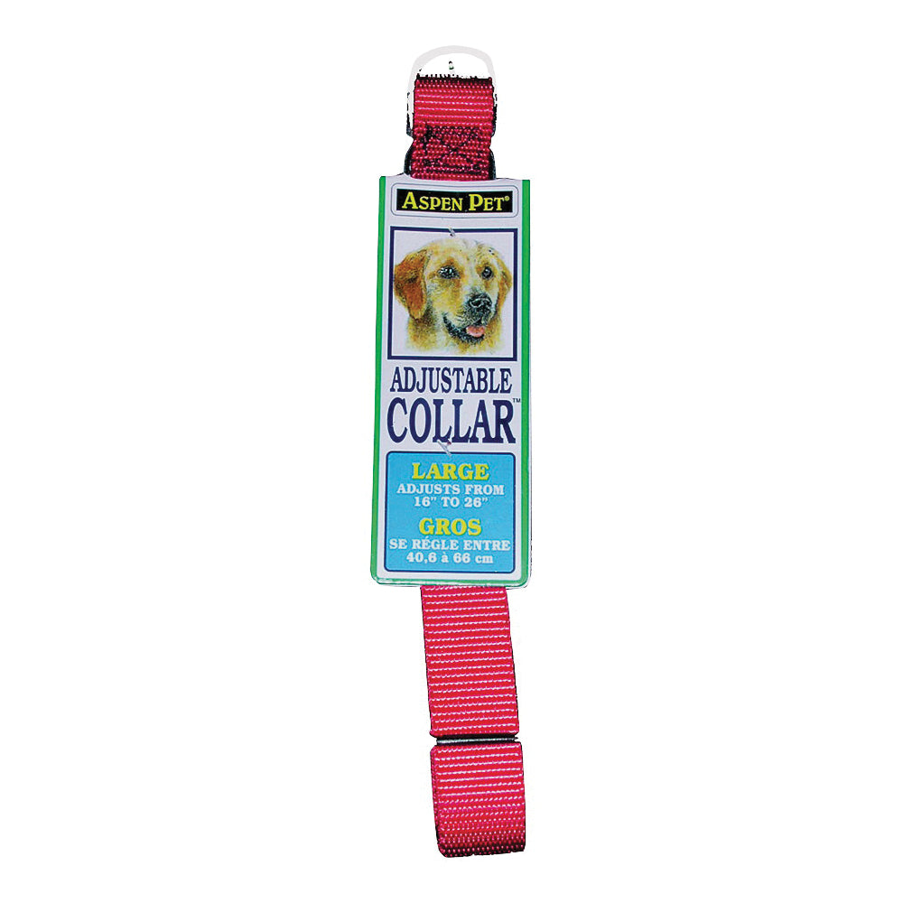 PETMATE 20806 Adjustable Dog Collar, 16 to 26 in L Collar, 1 in W Collar, Nylon, Red