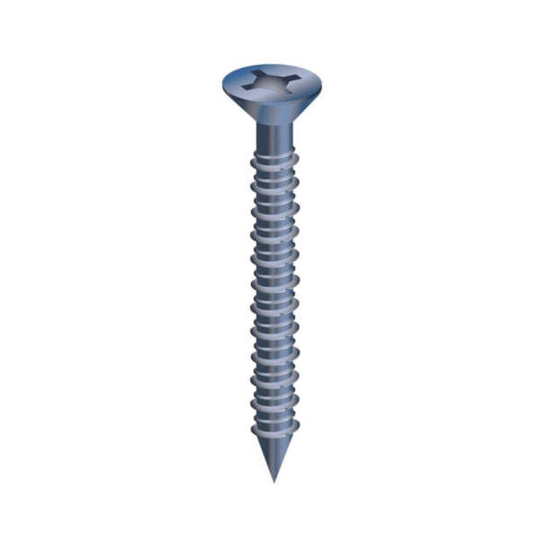 COBRA ANCHORS 636T Screw, 1/4 in Thread, 4 in L, Flat Head, Phillips, Robertson Drive, Steel, Fluorocarbon-Coated