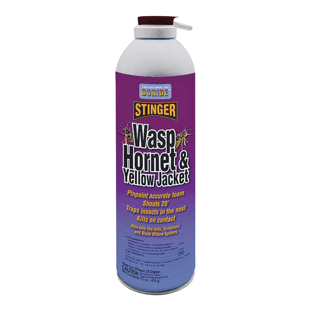 Bonide 629 Hornet and Yellow Jacket Killer Foam, Liquid, Spray Application, 15 oz Aerosol Can