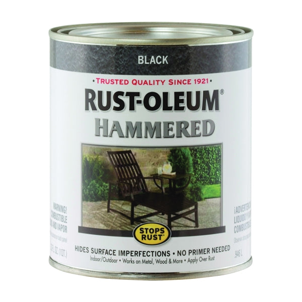 RUST-OLEUM STOPS RUST 7215502 Hammered Metal Finish, Black, 1 qt, Can
