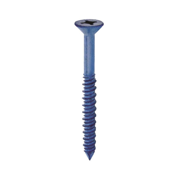 COBRA ANCHORS 636J Screw, 1/4 in Thread, 4 in L, Flat Head, Phillips, Robertson Drive, Steel, Fluorocarbon-Coated, 25 PK