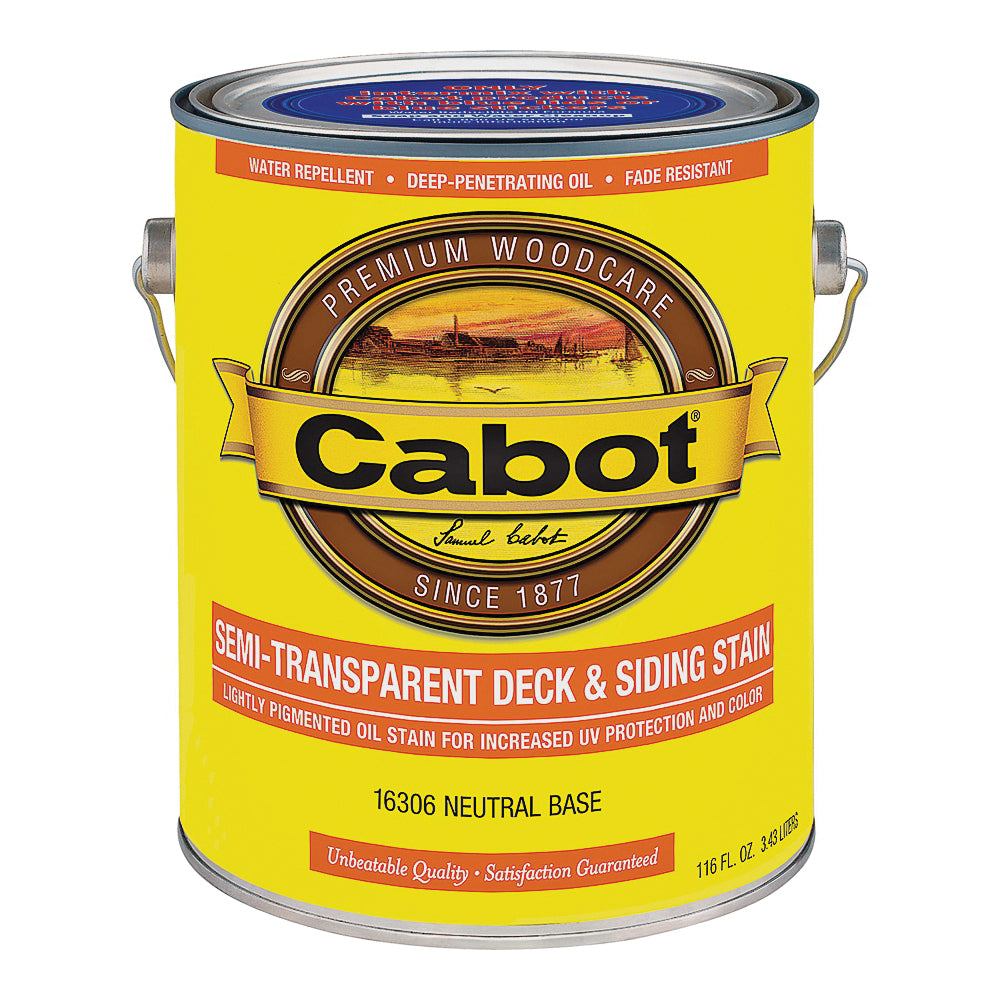 Cabot 140.0016306.007 Deck and Siding Stain, Flat, Neutral Base, Liquid, 1 gal