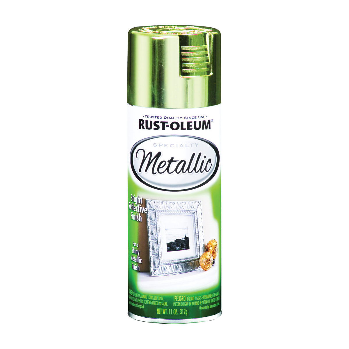 RUST-OLEUM 1936830 Metallic Spray Paint, Metallic, Brass, 11 oz, Aerosol Can