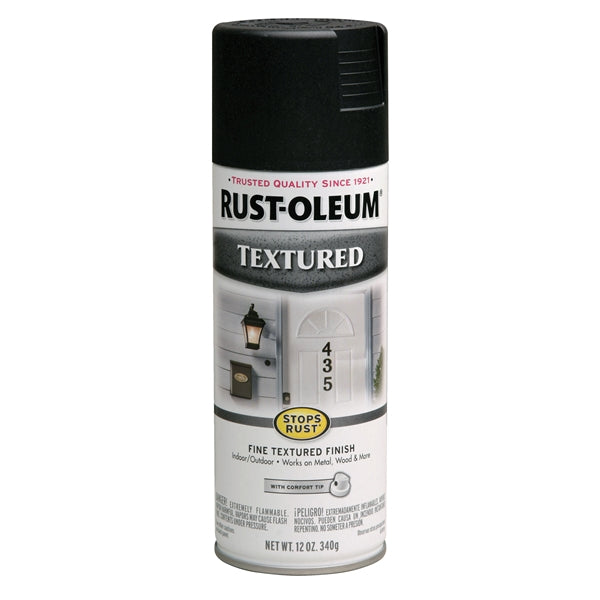 RUST-OLEUM STOPS RUST 7220830 Textured Spray Black, Solvent-Like, Black, 12 oz, Aerosol Can