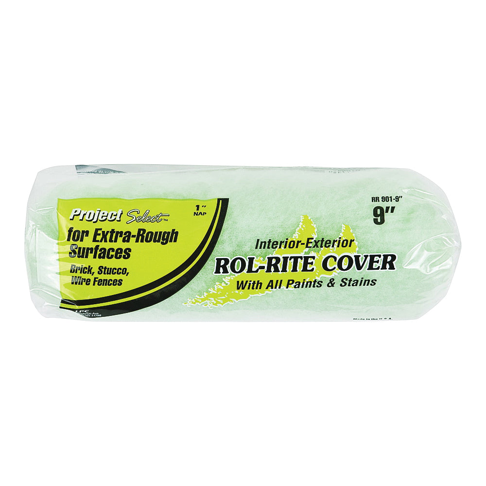 Linzer RR 901 Paint Roller Cover, 1 in Thick Nap, 9 in L, Knit Fabric Cover, Green