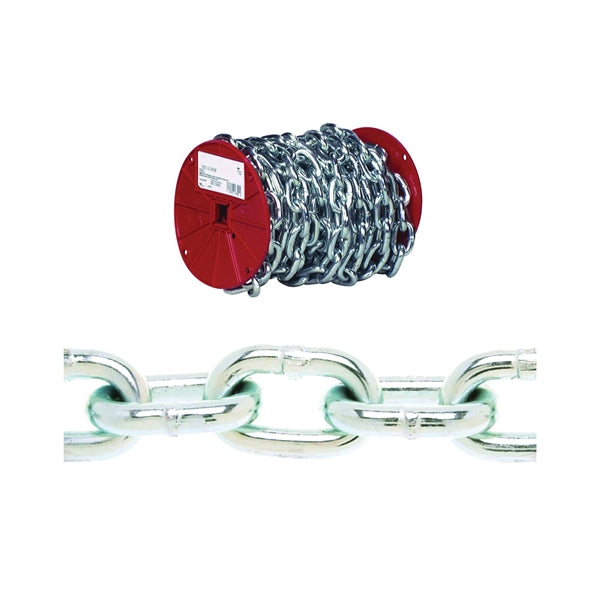 Campbell PD0725027 Proof Coil Chain, 3/16 in, 100 ft L, 30 Grade, Steel, Poly-Coated