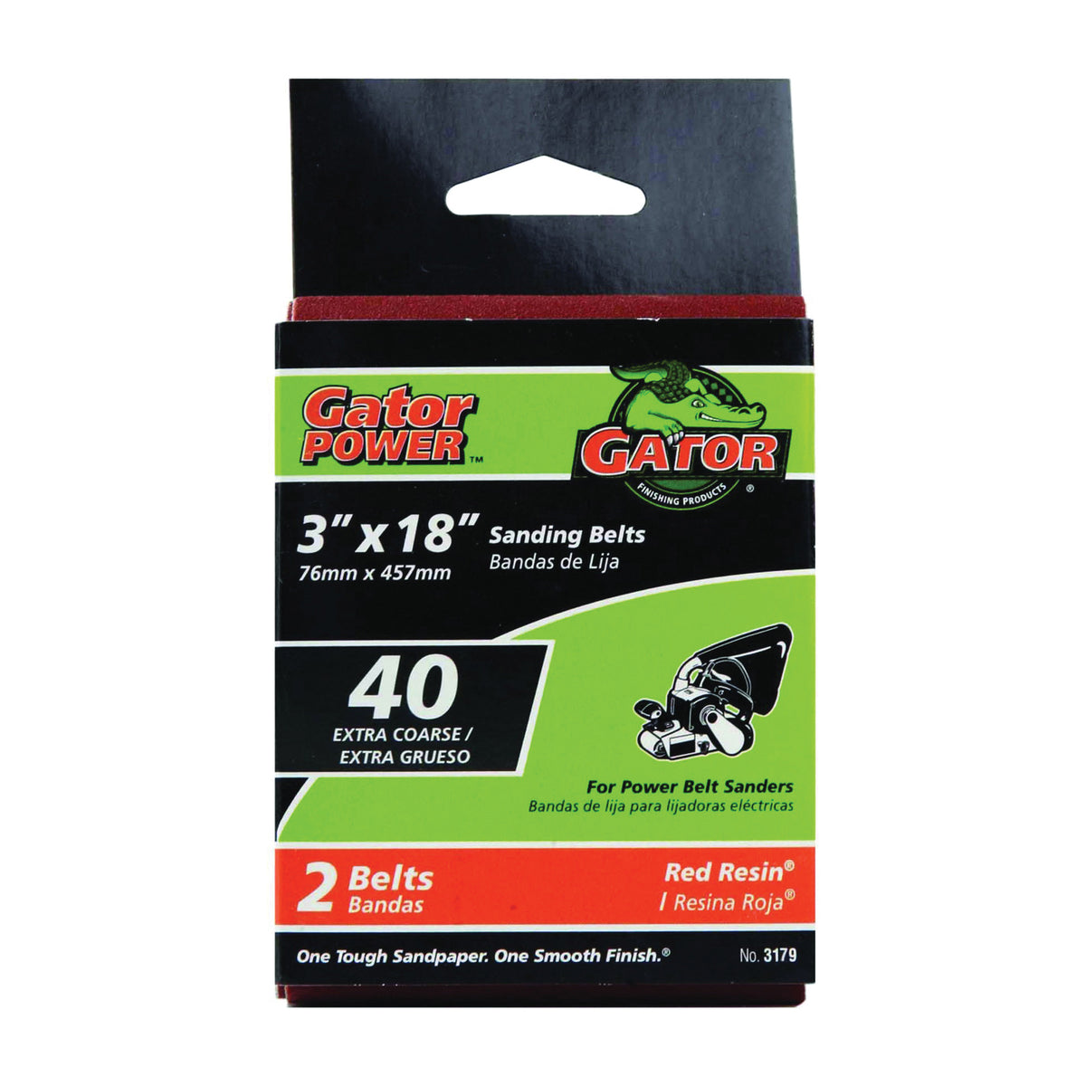 Gator 3179 Sanding Belt, 3 in W, 18 in L, 40 Grit, Extra Coarse, Aluminum Oxide Abrasive