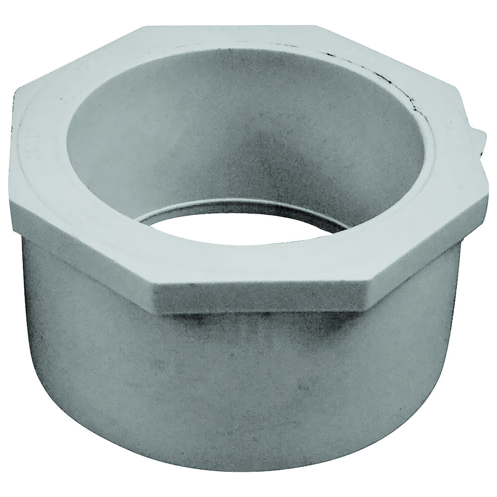 GENOVA 300 Series 30243 Reducing Bushing, 4 x 3 in, Spigot x Slip, White, SCH 40 Schedule