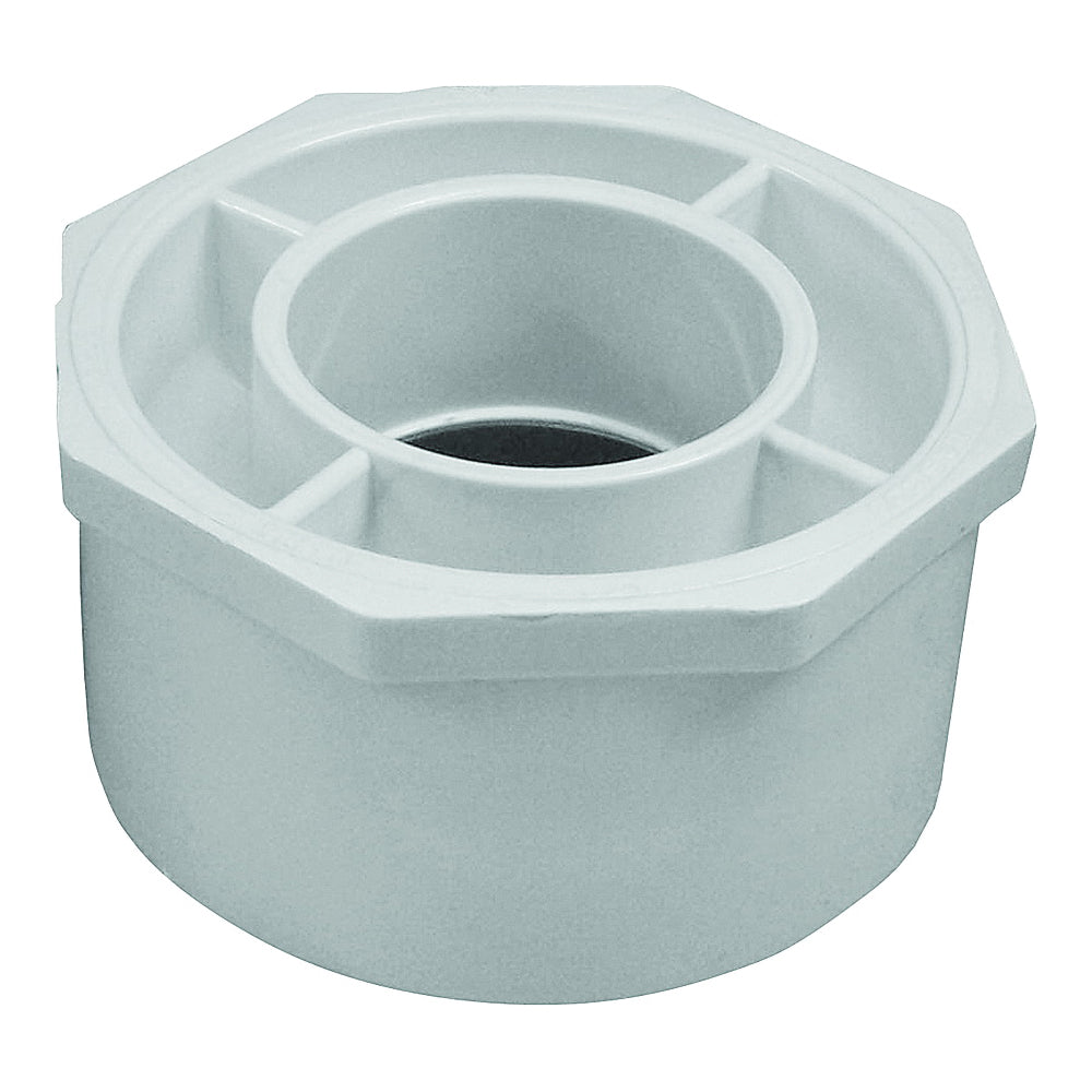GENOVA 300 Series 30242 Reducing Bushing, 4 x 2 in, Spigot x Slip, White, SCH 40 Schedule
