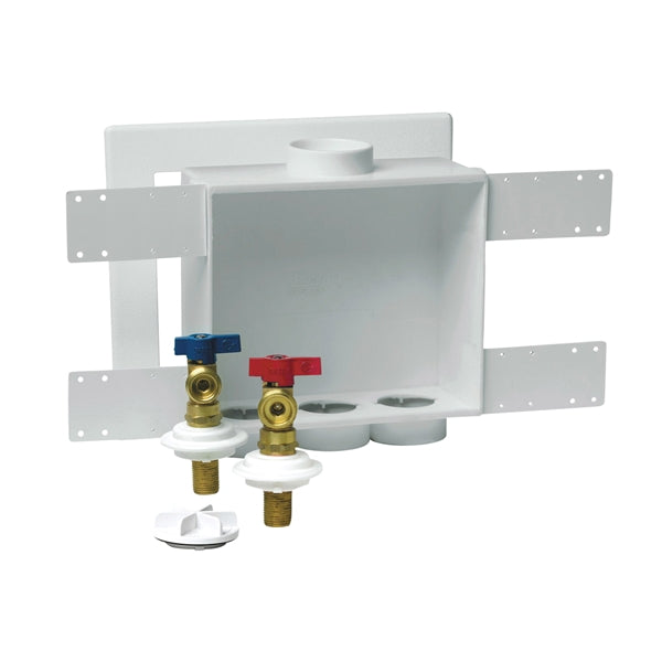 Oatey Quadtro 38529 Washing Machine Outlet Box, 1/2 in Sweat Connection, Brass/Polystyrene