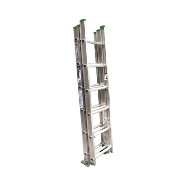 WERNER D1216-3 Extension Ladder, 15 ft H Reach, 225 lb, Aluminum