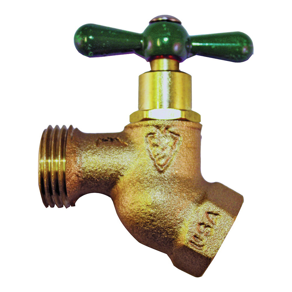 arrowhead 353LF Hose Bibb, 3/4 x 3/4 in Connection, FIP x Hose, 8 to 9 gpm, 125 psi Pressure, Bronze Body, Rough