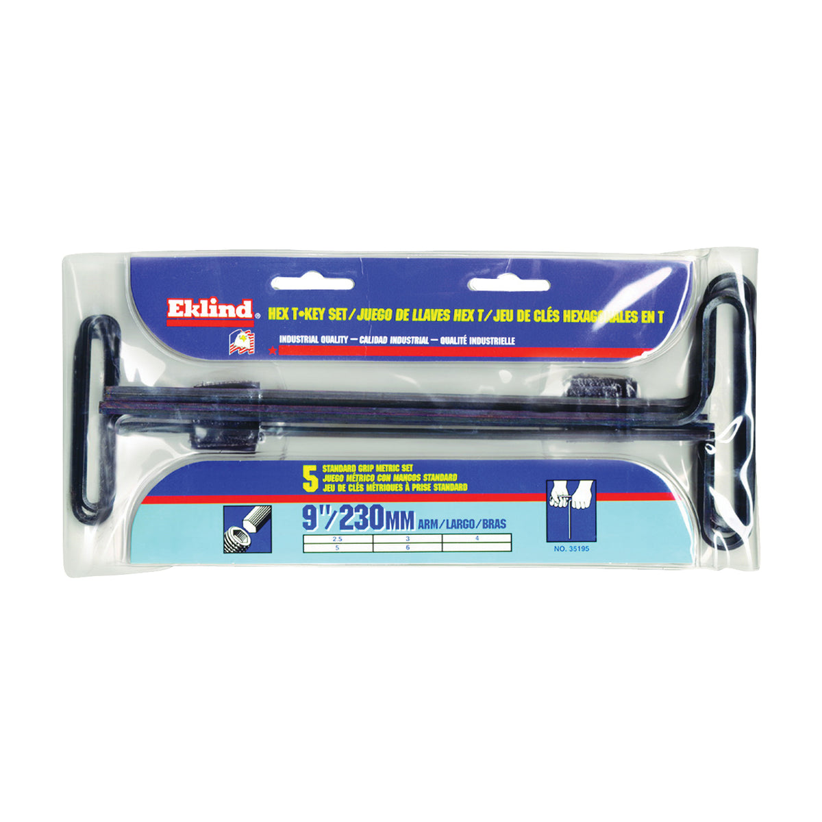 Eklind 35195 Hex T-Key Set, 5-Piece, Steel, Black