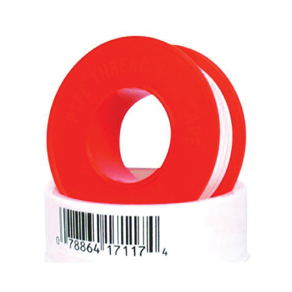 Harvey 017117-500 Thread Seal Tape, 520 in L, 1/2 in W, PTFE, Red/White