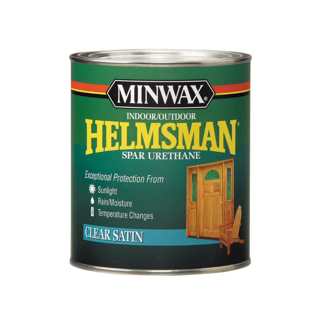 Minwax Helmsman 63205444 Spar Urethane Paint, Satin, Clear, Liquid, 1 qt, Can