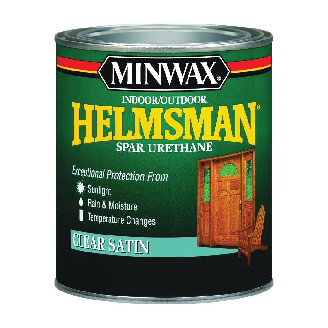 Minwax Helmsman 43205000 Spar Urethane Paint, Satin, Clear, Liquid, 1 pt, Can