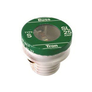 Bussmann BP/SL-25 Plug Fuse, 25 A, 125 V, 10 kA Interrupt, Time Delay Fuse
