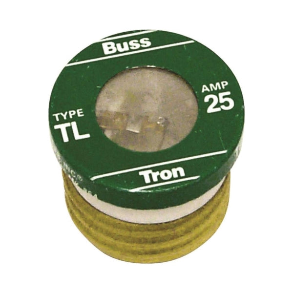 Bussmann BP-TL-25 Plug Fuse, 25 A, 125 V, 10 kA Interrupt, Plastic Body, Time Delay Fuse