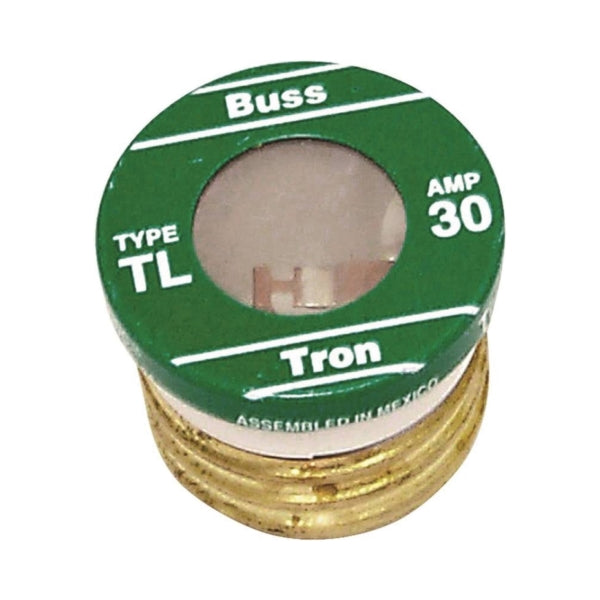 Bussmann BP/TL-30 Plug Fuse, 30 A, 125 V, 10 kA Interrupt, Plastic Body, Time Delay Fuse
