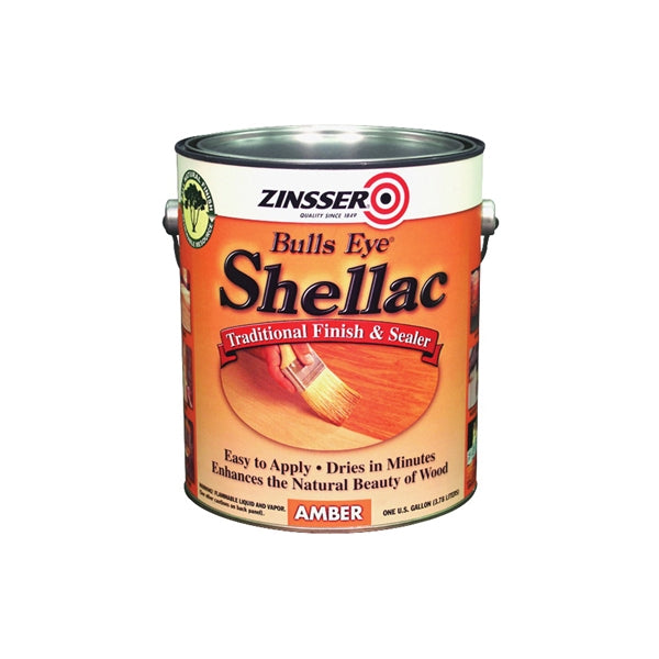 ZINSSER Bulls Eye 00701 Shellac, Mid-Tone, Amber, Liquid, 1 gal, Can