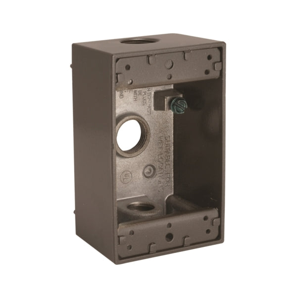 HUBBELL 5320-2 Weatherproof Box, 3 -Outlet, 1 -Gang, Aluminum, Bronze, Powder-Coated