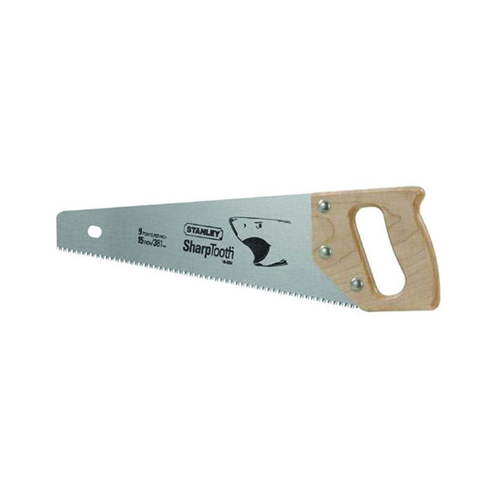 STANLEY 15-335 Handsaw, 20 in L Blade, 8 TPI, Extra Wide Handle, Wood Handle