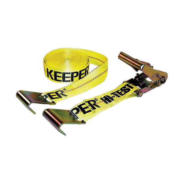 KEEPER 04623 Tie-Down, 2 in W, 27 ft L, Polyester, Yellow, 3333 lb, Hook End Fitting