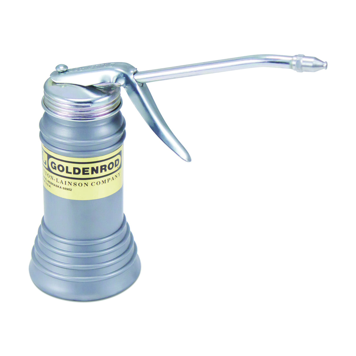 DL Goldenrod 600S Pistol Pump Oiler, 6 oz Capacity, Straight Spout, Plastic, Gray