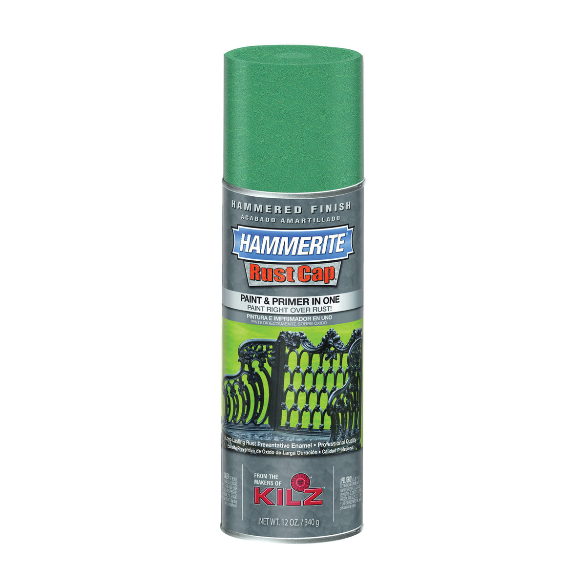 Kilz 41175 Enamel Paint, Hammered, Mid Green, 12 oz, Aerosol Can