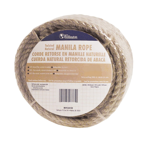 T.W. Evans Cordage 25-003 Rope, 3/8 in Dia, 600 ft L, Manila, Natural
