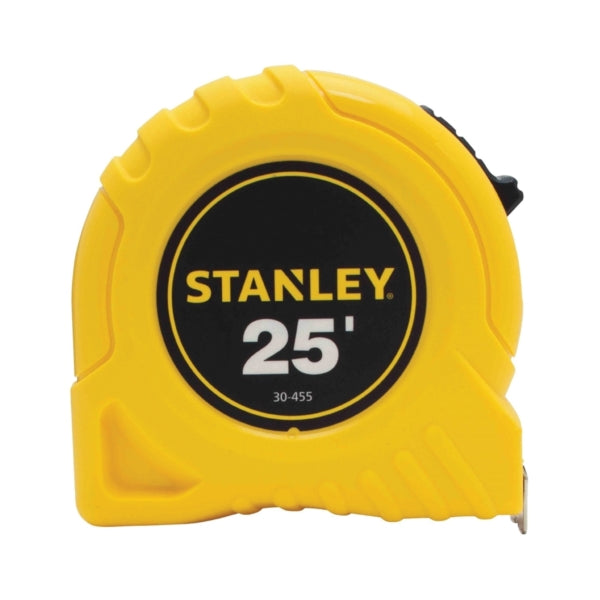 STANLEY 30-455 Measuring Tape, 25 ft L Blade, 1 in W Blade, Steel Blade, ABS Case, Yellow Case