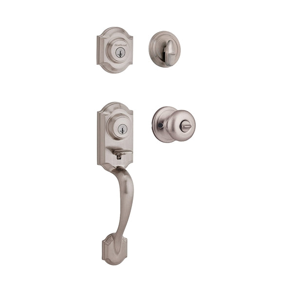 Kwikset 95530-018 Handleset, 2 Grade, Satin Nickel, 2-3/8 x 2-3/4 in Backset, KW1 Keyway, 1-3/4 in Thick Door
