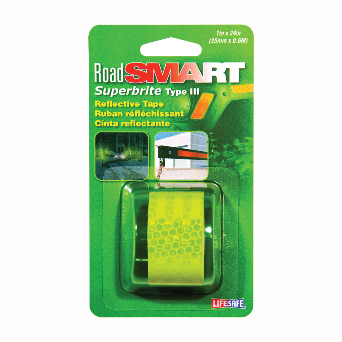 INCOM RE181 Reflective Tape, 24 in L, 1 in W, Neonbrite Fluorescent Lime