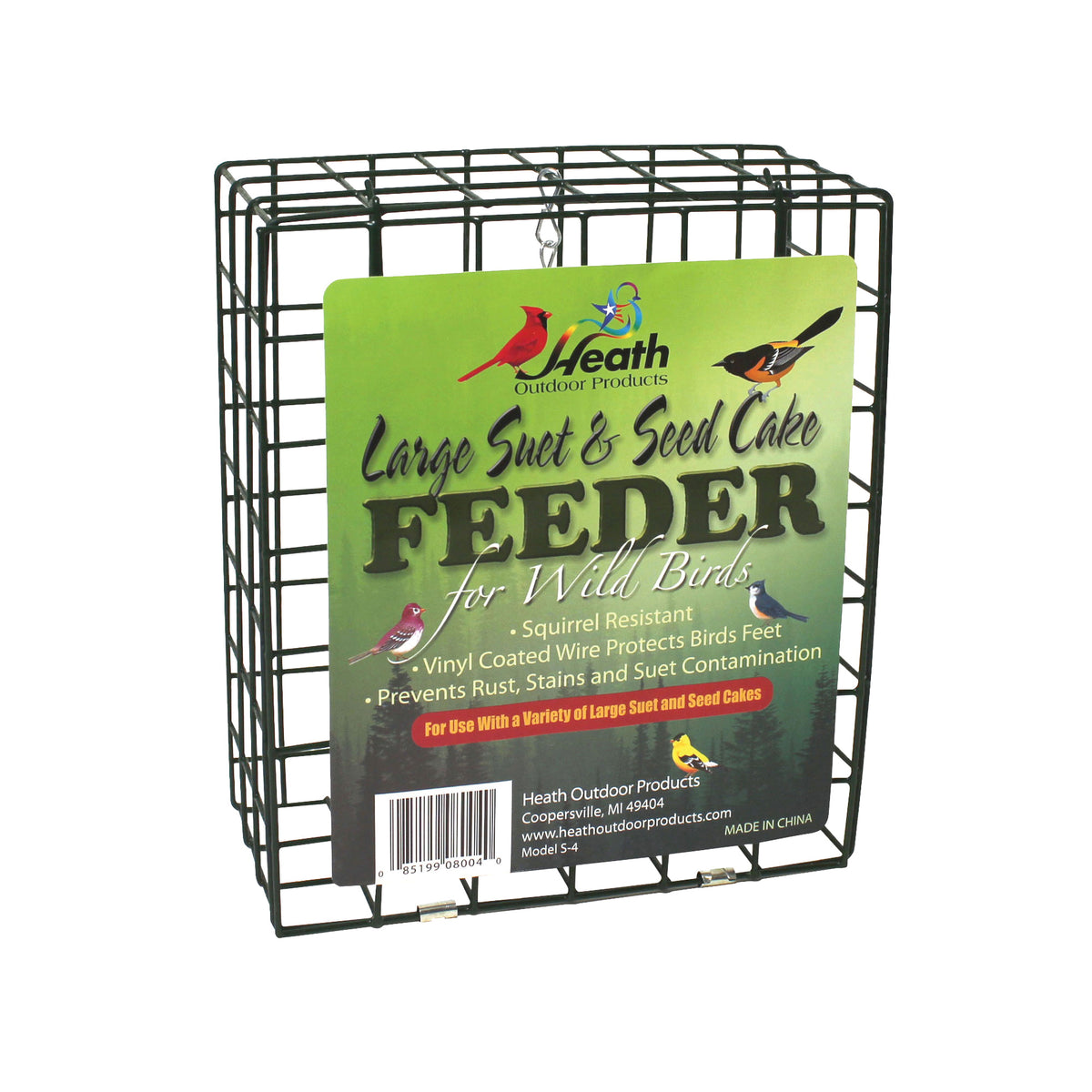 HEATH S-4 Large Suet Feeder, Metal, 8-3/4 in H