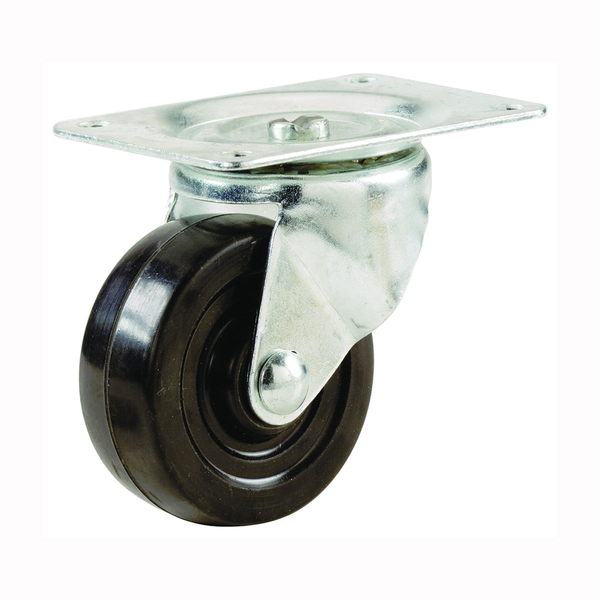 Shepherd Hardware 9478 Swivel Caster, 2-1/2 in Dia Wheel, 1-1/8 in W Wheel, Rubber Wheel, 100 lb