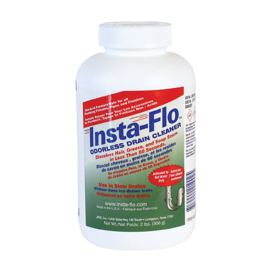 Insta-Flo IS-200 Drain Cleaner, Solid, White, Odorless, 2 lb Bottle