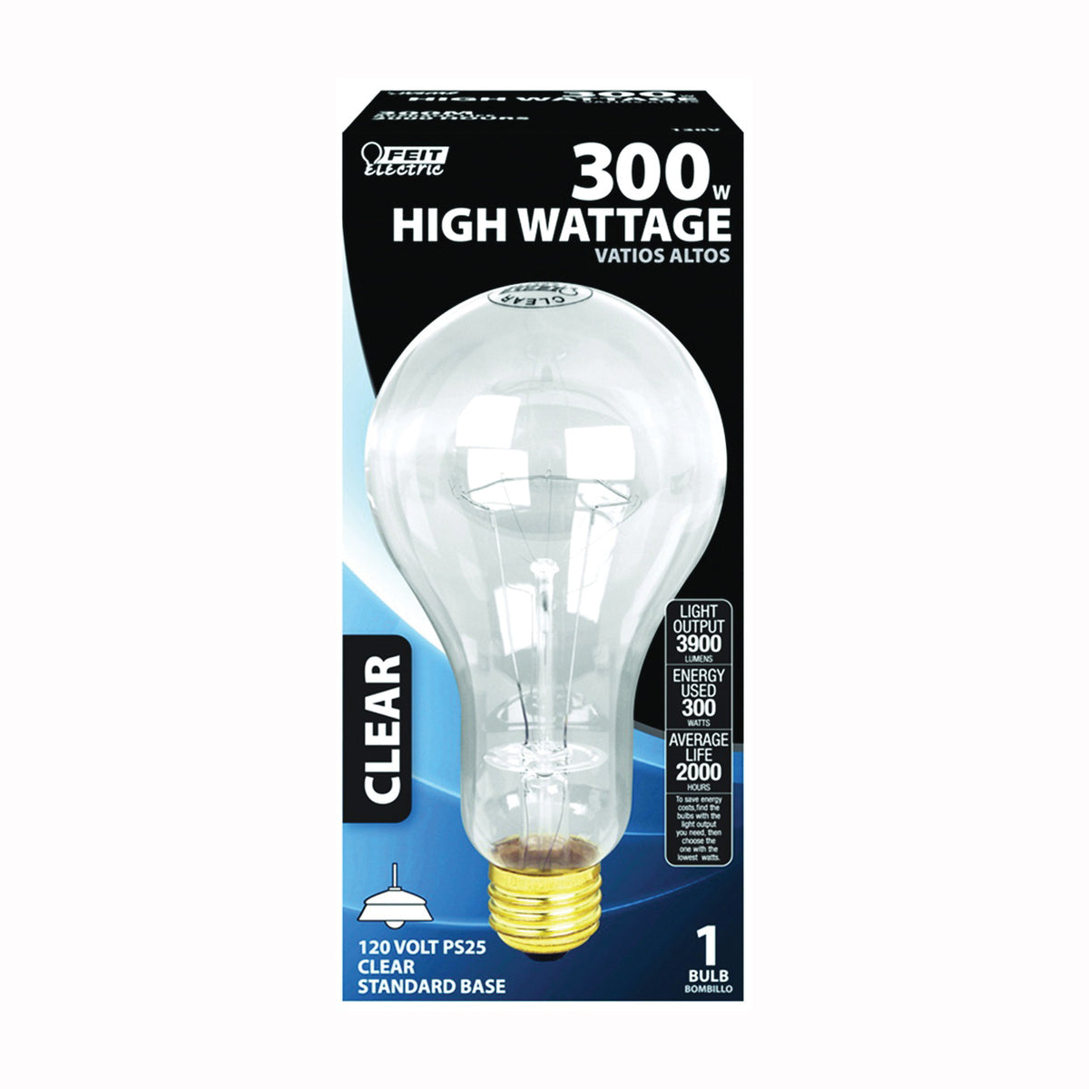 Feit Electric 300M Incandescent Lamp, 300 W, PS25 Lamp, Medium E26 Lamp Base, 3600 Lumens, 2700 K Color Temp