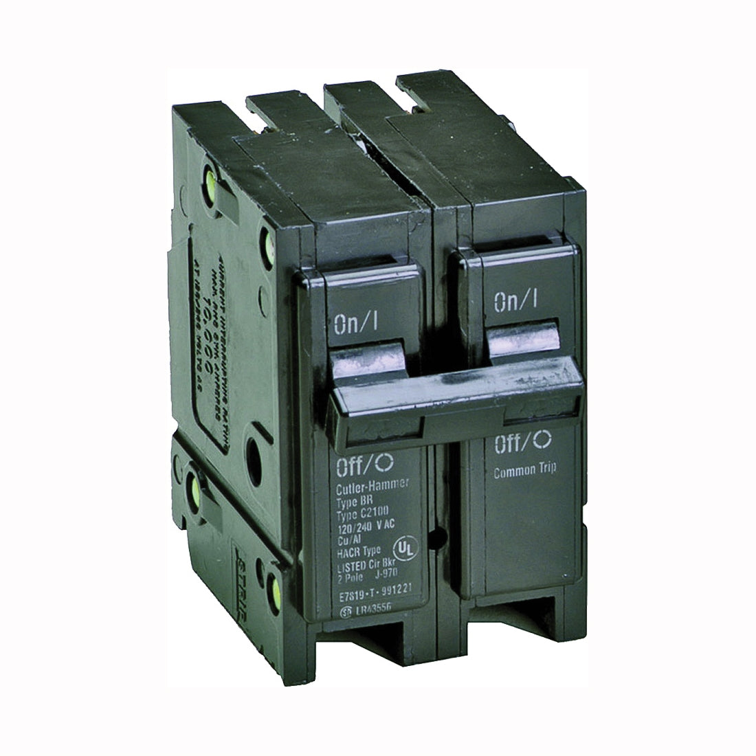 Cutler-Hammer BR225 Circuit Breaker, Mini, Type BR, 25 A, 2 -Pole, 120/240 V, Common Trip, Plug Mounting