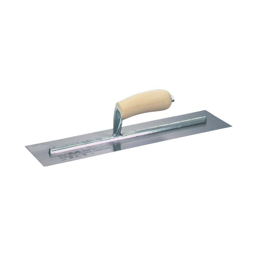 Marshalltown MXS66 Finishing Trowel, 16 in L Blade, 4 in W Blade, Spring Steel Blade, Square End, Curved Handle