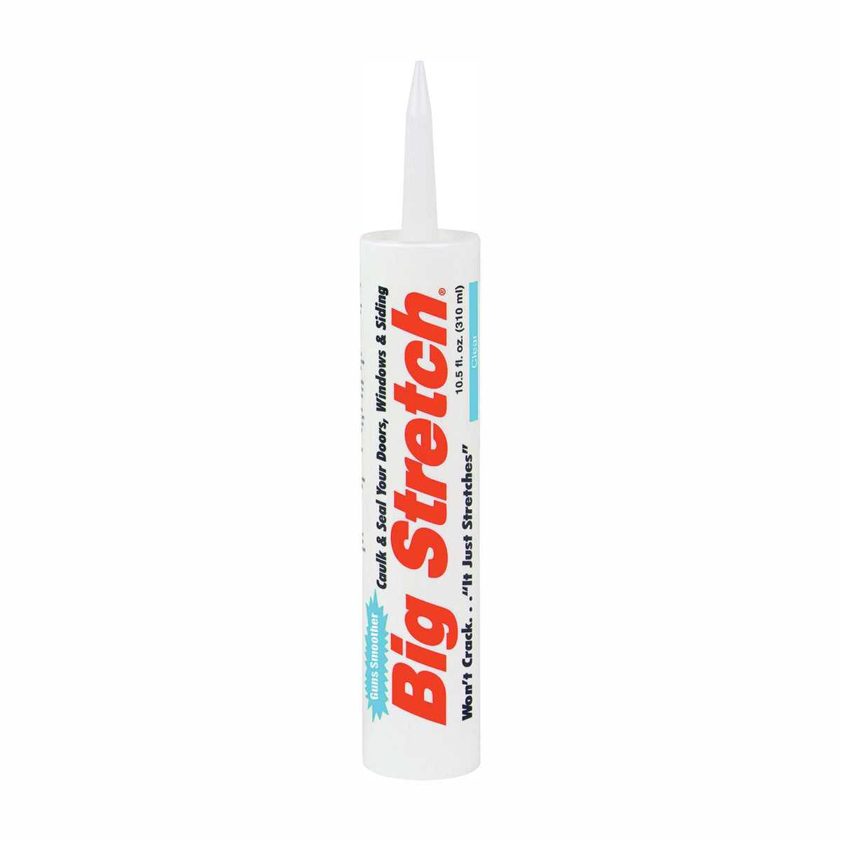 Big Stretch 10006 Acrylic Caulk, Clear, -30 to 250 deg F, 10.5 oz Cartridge