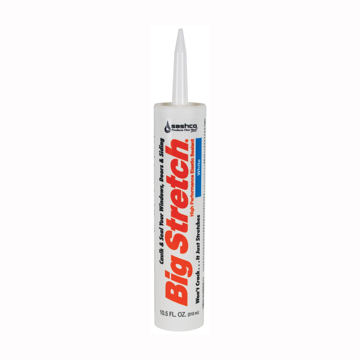 Big Stretch 10016 Acrylic Caulk, White, -30 to 250 deg F, 10.5 oz Cartridge