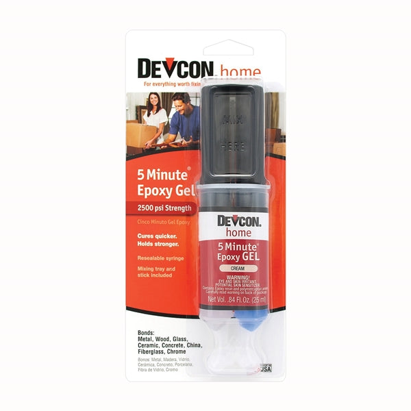 Devcon 21045 Epoxy Gel Adhesive, Cream, Liquid, 0.84 oz Syringe