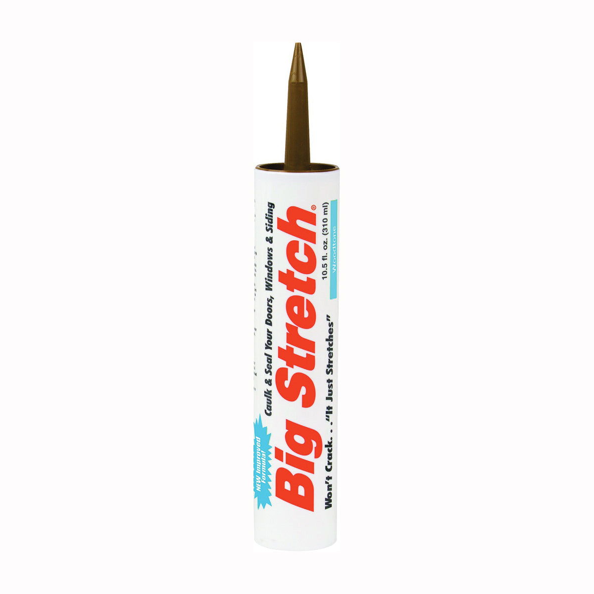 Big Stretch 10018 Acrylic Caulk, Woodtone, -30 to 250 deg F, 10.5 oz Cartridge