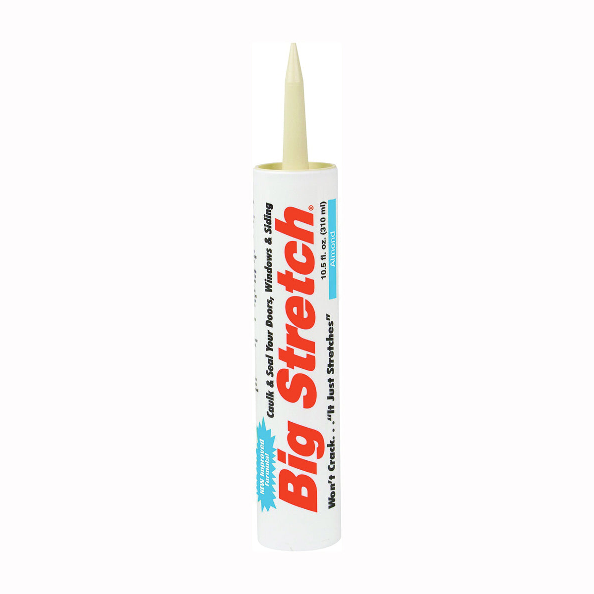 Big Stretch 10002 Acrylic Caulk, Almond, -30 to 250 deg F, 10.5 oz Cartridge