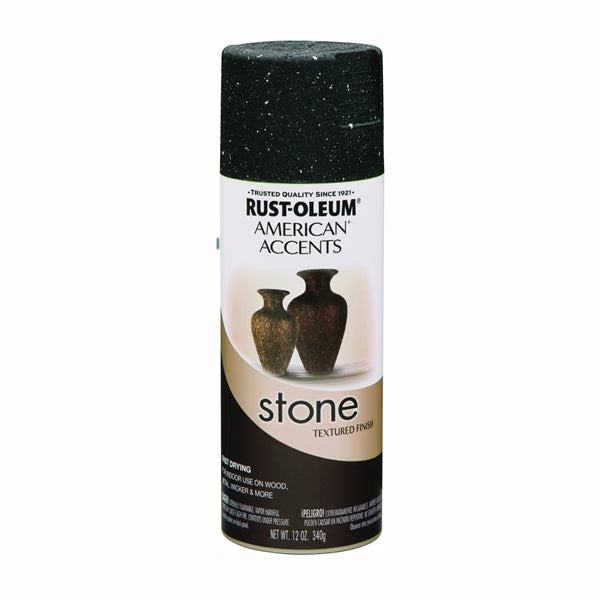 RUST-OLEUM AMERICAN ACCENTS 7991830 Stone Spray Paint Black Granite, Solvent-Like, Black Granite, 12 oz, Aerosol Can