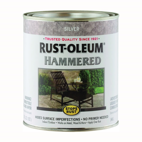RUST-OLEUM STOPS RUST 7213502 Hammered Metal Finish, Silver, 1 qt, Can