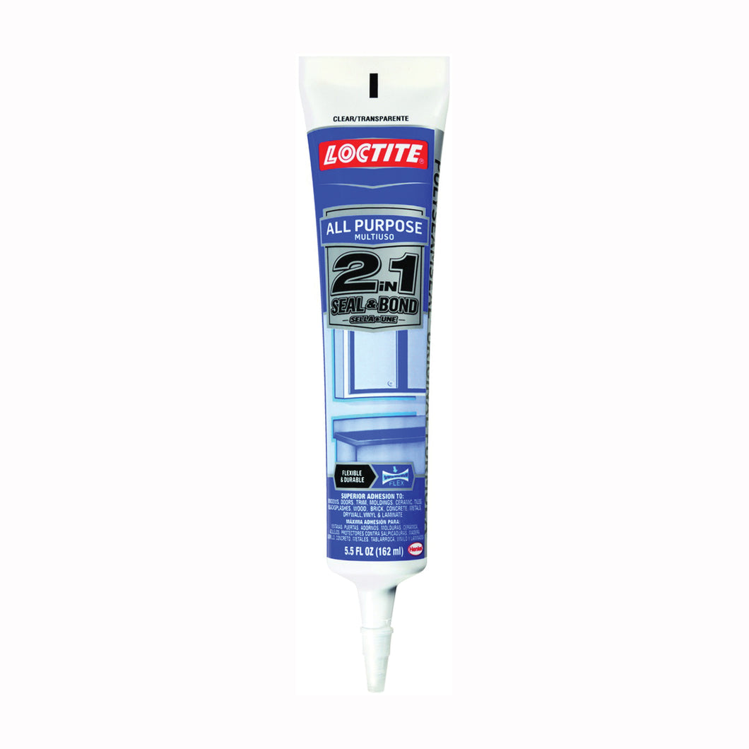 Loctite POLYSEAMSEAL 2139007 Adhesive Caulk, Clear, 24 hr to 2 weeks Curing, 40 to 100 deg F, 5.5 oz Squeeze Tube