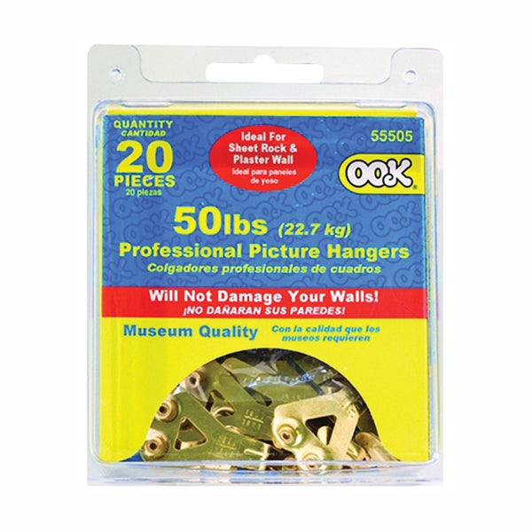 OOK 55505 Picture Hanger, 50 lb, Steel, Brass, Gold